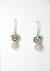Kunzite Light Purple 7mm Ball Gemstone .925 Silver Earrings Spiral Design 1 1/8″