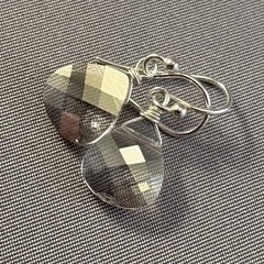 NWT Swarovski Crystal Sterling Silver Teardrop Briolette Earrings Gray Handmade