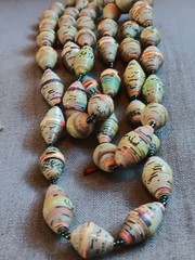 Hand Rolled Paper Beaded Necklace Artisan Made Multi-Color Great Holiday Gift 🎁