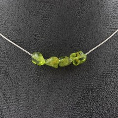 stones And Minerals. Necklace 4 Peridot Beads From Myanmar (BURMA) Chain In A