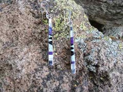 Sugilite Gemstone Opal Handcrafted Petite Bar Earrings Sterling Silver 925 W73