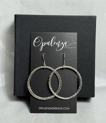 Opulenza Sterling Silver Diamond Cut Triple Round Hoop Dangle Earrings NEW