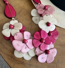 TAGUA FLOWER NECKLACE statement natural nut jewelry Unique Gift Tagua Bella