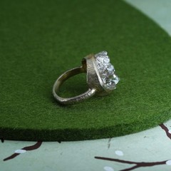 Size 7 vermeil gold over Sterling 925 silver teardrop ring metallic druzy stone