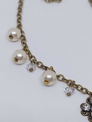 Clara Beau Gold Tone Faux Pearl Beads Crystal Flower Dainty Necklace