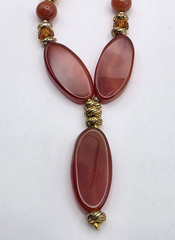 Carnelian Jasper Gemstone Beaded Chunky Necklace Boho Statement Toggle Clasp