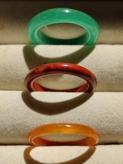 Lot of 3 Stackable Band Rings Green Aventurine, Jasper, Amber