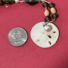 Hawaiian Sea Sand Dollar Beaded BEACH Charm Rope Necklace Boho Hippie 22″