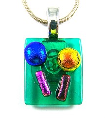 DICHROIC Glass PENDANT Slide Silver Green Teal Gold Blue Pink Lollipop Trees