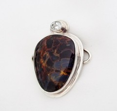 TABRA STERLING SILVER AGATE Connector CHARM Signed