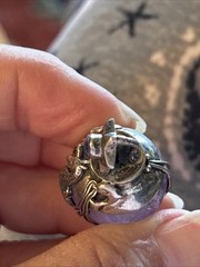Artisan Signed Amethyst And Sterling Silver 925 Dolphins Seahorse Lapis Pendant