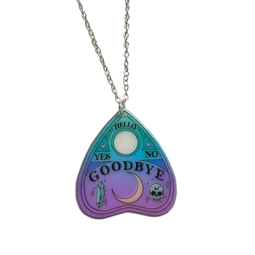 Pastel Ouija Planchette Necklace Silver Plated Pendant Goth Alt Quirky Kawaii