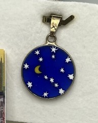 Murano Millefiori Venezia celestial moon stars glass round pendant for necklace