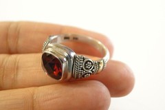 Red Garnet Ornate 18K Gold Vermeil 925 Sterling Silver Ring Sz 5 1/2, 6 1/2
