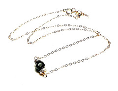 Natural 2 Carat Black Diamond Necklace Solid 14k Gold , 15 3/4″ – 17″