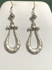 «On SALE* HANDCRAFTED LG. EGYPTIAN HAMMERED SILVER METAL-ART EARRINGS -NEW