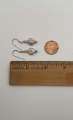 Sterling Silver 925 Ornate Decorative Bead Drop Dangle Earrings 1.5″