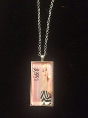 Pink Retro 50TH Anniversary Barbie Silver Rectangle Pendant Necklace