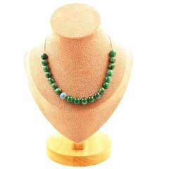 Necklace 20 Beads Mica Green Of Tanzania Quality 5A 0 5/16in Chain IN Femm
