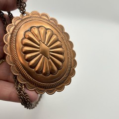 Vintage Solid Copper Concho Necklace Southwestern 30″ Artisan Healing