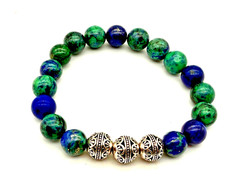 Handmade 10mm Eilat Stone & Sterling Silver Bali Bead Gemstone Bracelet