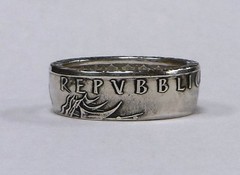 Coin ring «Handmade» from SILVER 500 LIRE ITALIAN COIN in size 7-14 from Italy