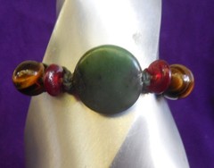 Jade Adjustable Rasta Hemp Cuff Bracelet Anklet Tigers Eye Agate Gemstone Beads
