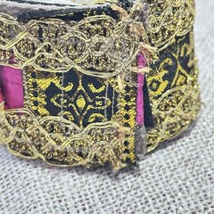 Wide Cuff Bracelet Boho Multicolor Fabric Baroque Embellished Handmade OOAK 6-7