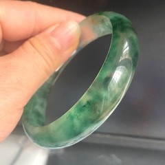 Certified 62.5mm Natural Grade A icy green Jade jadeite Bangle Bracelet 2981