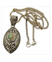 Unique Vintage Ethiopian Opal Sterling Silver Necklace