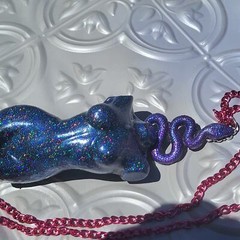 Handmade LARGE Resin Holo Goddess Snake Medusa Pendant Necklace