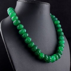 Top Grade Selling Carved Emerald 428. Cts Wonderful Necklace Jewelery VK 30 E632
