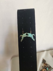 Signed Artisan Bronze Hummingbird Earrings Hand Patinated Bird Dangle Handmade