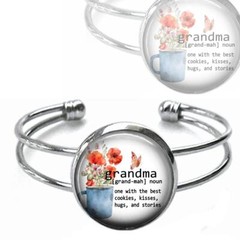 Grandma Defined Glass Top Cuff Bracelet Handcrafted Family Love Statement Gift