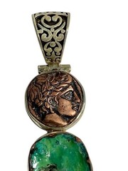 Michigan Splash Copper Sculpture Pendant 8J925 Sterling Silver Setting 2″-19.3 g