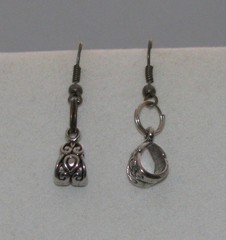 Silvertone Charm Earrings STIRRUP 13 mm Handmade in USA
