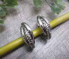 Hoop Earrings 3/4 Inch Triple Hoop Silver Tone Metal Vintage