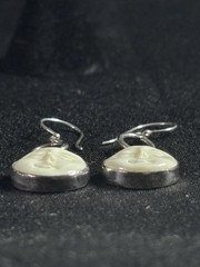 Bali Silver 925 Cream Full Moon Face Goddess Hooks & Links Dangle Earrings
