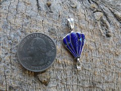 Hot Air Balloon Petite Pendant Dark Blue Lapis & Opal Sterling Silver 925 NEW