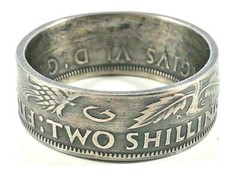 British Two Shilling Coin Ring – Handmade England UK Vintage Coin Jewelry Gift