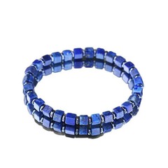 Men Women Natural Lapis Lazuli Bracelet Square Bead Stretch Boho Healing Jewelry