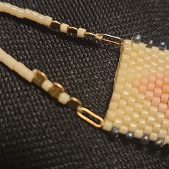 Handwoven Beaded Talisman Necklace-Seed Bead Amulet Pendant w/ Pearl Accents