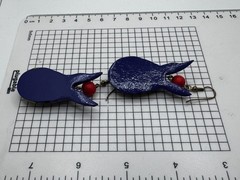 Painted Wood Cat Alebrije Style Dangle Earrings Blue Folk Art Boho Figurine
