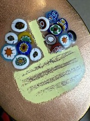 Murano Enamel Copper Millefiori Glass Pendant Flower Basket impressionism