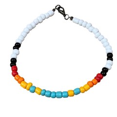 Handcrafted Multi Color Seed Bead Bracelet White Black Red Orange Yellow Blue