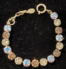 Catherine Popesco 14K Gold Plated Cushion Multicolor Crystal Bracelet