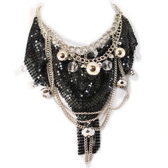 Chain-maille Bib necklace w/Silver Tone Clasp&Matching ER! 19-21″ FREE SHIPPING