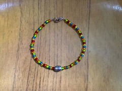Glass beaded ankle bracelets, multi-colored, set of 2
