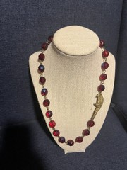 Caribbean Queen Necklace, 20 Inches Long, Red Beads & A Parrot Charm