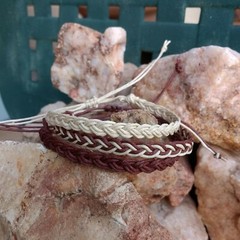 Hemp ANKLET or BRACELET Set of 3 Brown & Natural Hippie Surfer Hemp Men Women